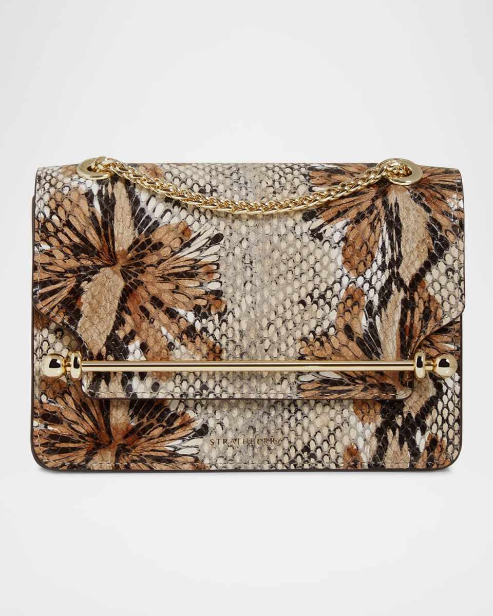 East-West Mini Snake-Embossed Leather Crossbody Bag